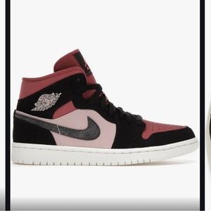 Nike Air Jordan 1 Mid Women’s Black Dark Red Pink